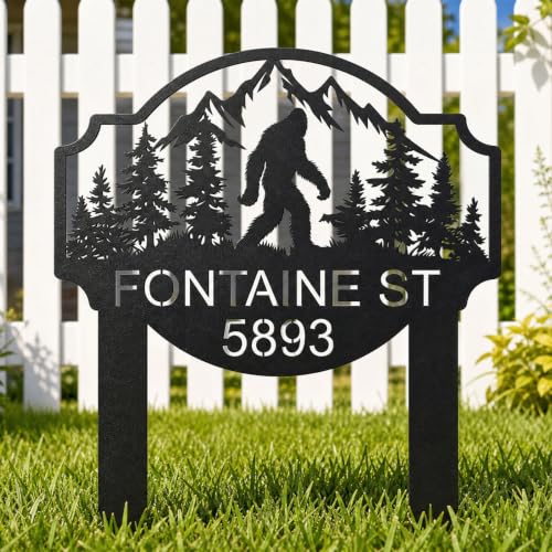 Custom Bigfoot Metal Address Sign with Stake