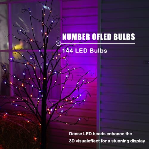 2 Pack 6 FT Halloween Lighted Black Birch Tree