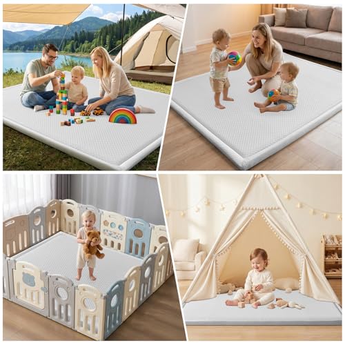 Baby Play Mat for Floor Nursery Rug Muscle Area Rug Playroom Rug 50x50" Playpen Mat Elastic Foam 1.3" Thick Crawling for Babies