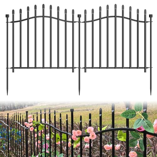 No Dig Garden Fence 24" H x 22.5'L Decorative Yard Dog Outdoor Panels (4.82 Sq Ft)