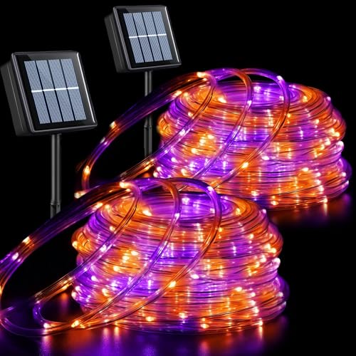Orange and Purple Solar Halloween Lights (66 Foot)