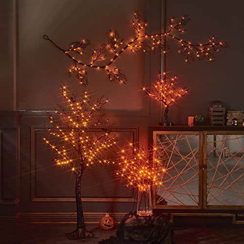 Halloween Tree with Lights Plug in 4FT 150 Orange Fairy Lights