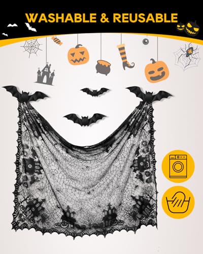 Black Lace Tablecloth Halloween Set 53x68 inches