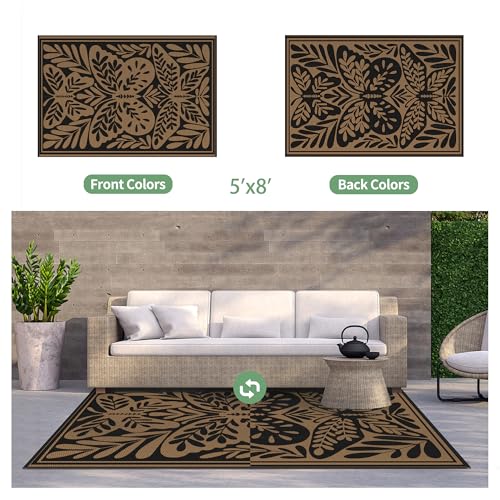 Outdoor Rug 5'x8' Waterproof Plastic Rugs for Patio (40 Sq Ft)