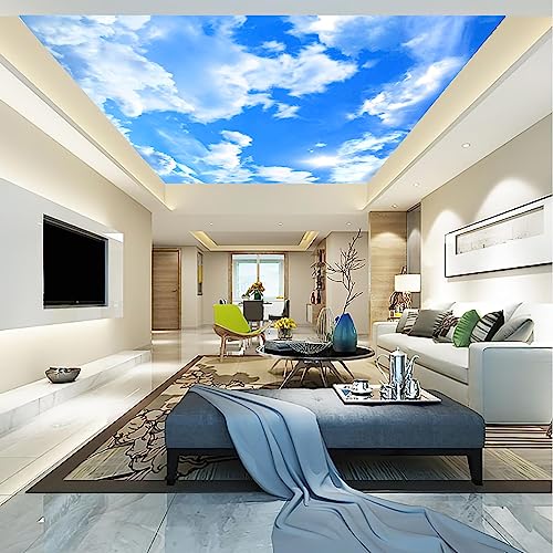 Blue Sky and White Clouds Suspended Ceiling wall Mural Wallpaper for Bedroom (49 Sq Ft)