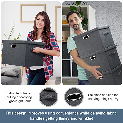 Large 17" 36 Quart Collapsible Stackable Storage Bins with Lids (5 Count)