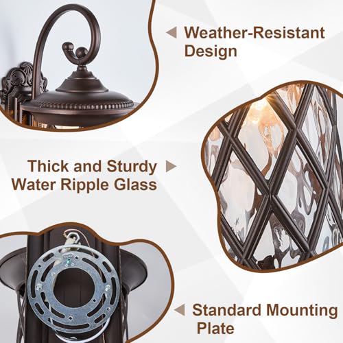 Oil Rubbed Bronze 24" Large Outdoor Coach Light Retro Exterior Waterproof Wall Lantern