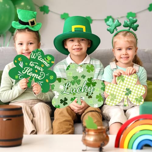 Large Size Wooden Shamrock St. Patrick's Day Ornaments to Paint (6 Count)