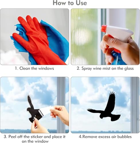 Anti Collision Large Black Bird Shape Window Clings (16 Count)