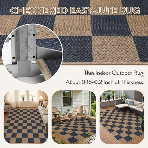 Checkered Easy Jute Living Room Rugs