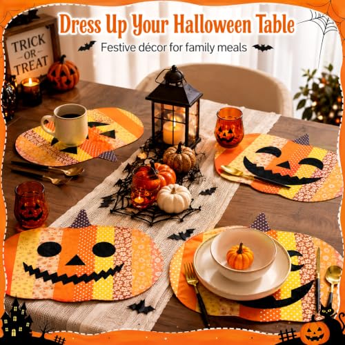 4 Pcs Halloween Pumpkin Placemat Jack O Pumpkin Tablemats (4 Count)