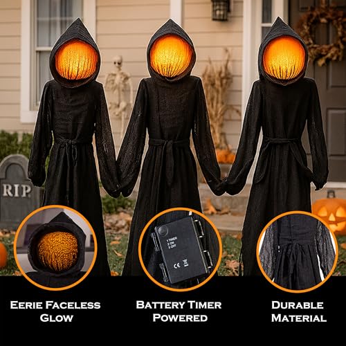 Evergreen Set of 3 LED Black Halloween Grim Reaper Stakes (Reaper, Set of 3)