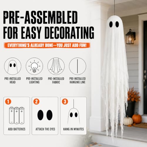 3 Packs Halloween Decorations Outdoor (3 Pack Hanging Ghost)