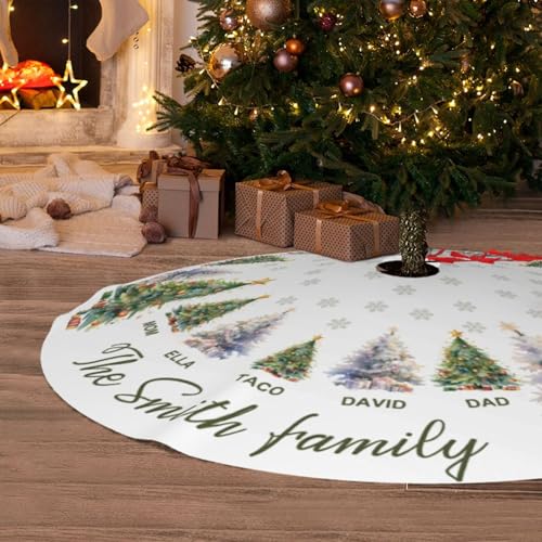 Custom Family Tree Christmas Tree Skirt with Name