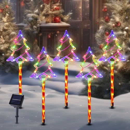 Solar Christmas Tree Pathway Lights Outdoor Decorations