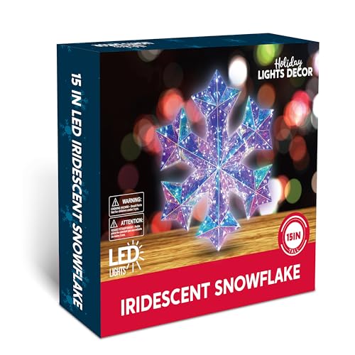 Lighted Prismatic Iridescent Christmas Decorations with LED Lights (Snowflake)