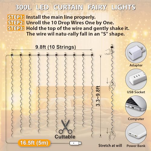 300LED Fairy Curtain Lights