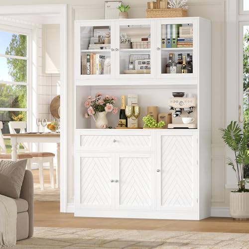 72” Tall Kitchen Pantry Storage Cabinet with Painted Strip Door