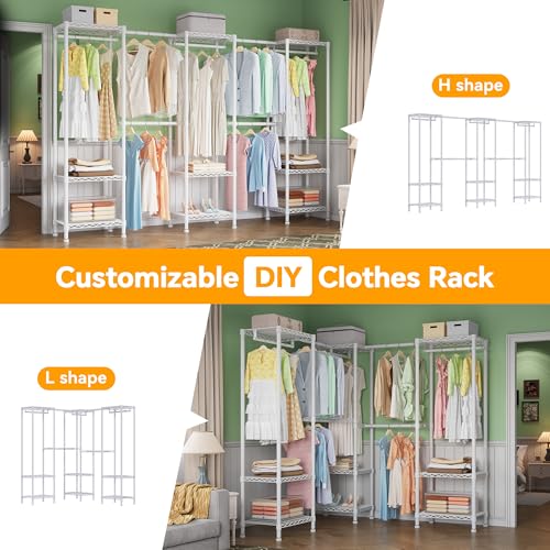 H11 Heavy Duty Clothes Rack White Clothing Rack for Hanging Clothes