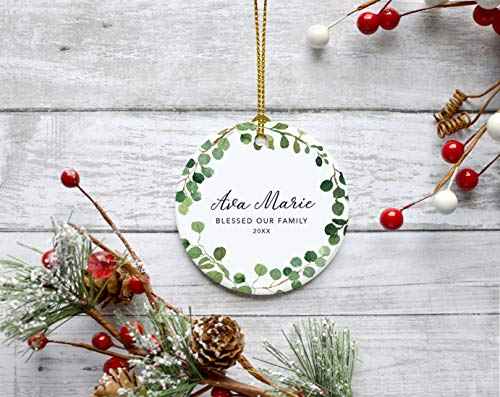Personalized Round Ceramic Porcelain Christmas Ornament Keepsake Adoption New Baby Gift
