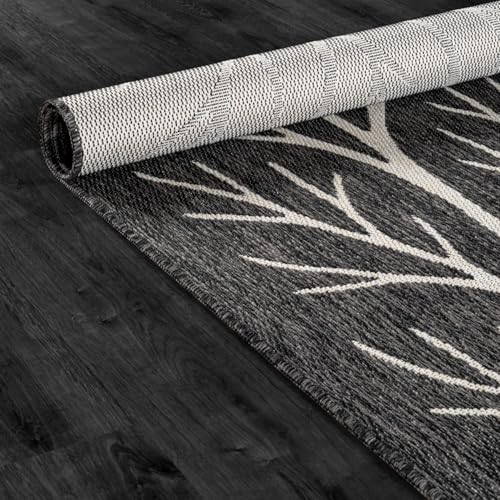 Washable Indoor Outdoor Rug 5x7 Modern Area Rugs Branch Pattern Non Shedding Waterproof Easy Clean Patio Deck Porch Living Room Bedroom Garden RV (35 Sq Ft)