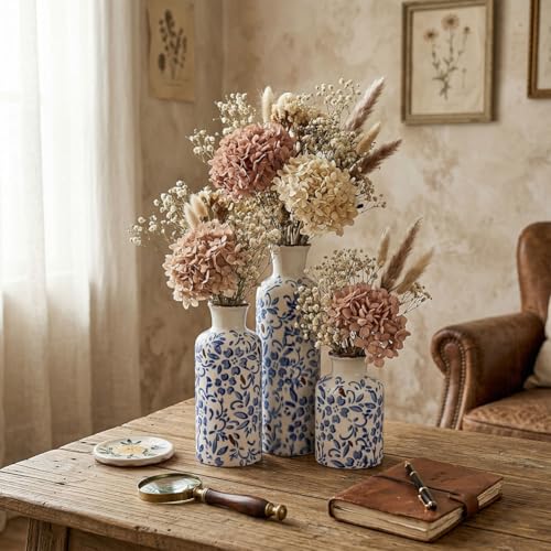 Chinoiserie Decor Ceramic Vases Set (3 Count)