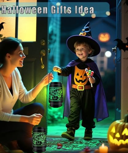 Halloween Decor Outdoor Solar Lanterns Waterproof Halloween Decorations Scary Ghost with Pumpkin Spooky Lights for Garden