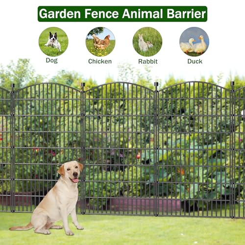5 Panel No Dig Decorative Garden Fence with Gate 48" H x 11.4'L Dog Barrier (9.8 Sq Ft)