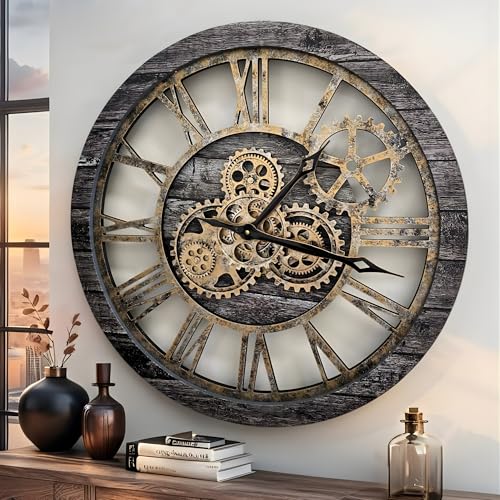 The Gears Clock The Original Real Moving Gear Wall Clock Vintage Industrial Oversized Rustic Farmhouse