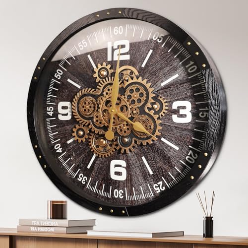 27 inch Large Real Moving Gears Wall Clocks for Living Room Decor