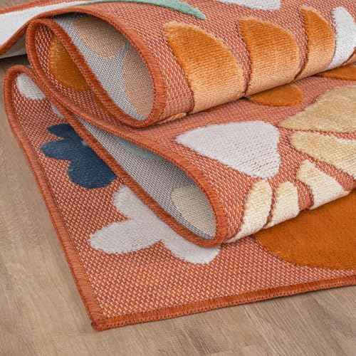 Outdoor Rug 9x12 Large Modern Floral Tropical Area Rugs for Outdoor and Indoor Patio Easy to Clean Non Shedding Living Room Porch Garden Washable Outside Carpet (108 Sq Ft)