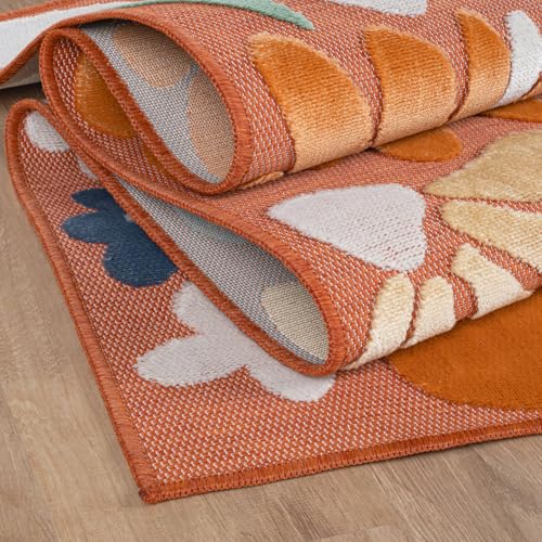 Outdoor Rug 10x14 Large Modern Floral Tropical Area Rugs for Outdoor and Indoor Patio Easy to Clean Non Shedding Living Room Porch Garden Washable Outside Carpet (140 Sq Ft)