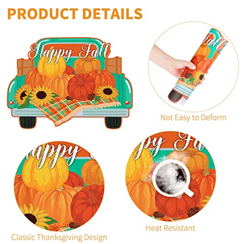 6 Pack Fall Pumpkin Plastic Placemats Autumn Harvest Table Mats (6 Count)