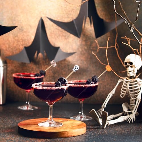 100Pcs Halloween Cocktail Picks Skull Ghost Pumpkin Bat Theme Decor