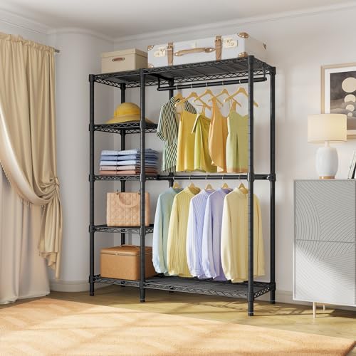 V7 Clothes Rack with Shelves Heavy duty Closet for Hanging Clothes