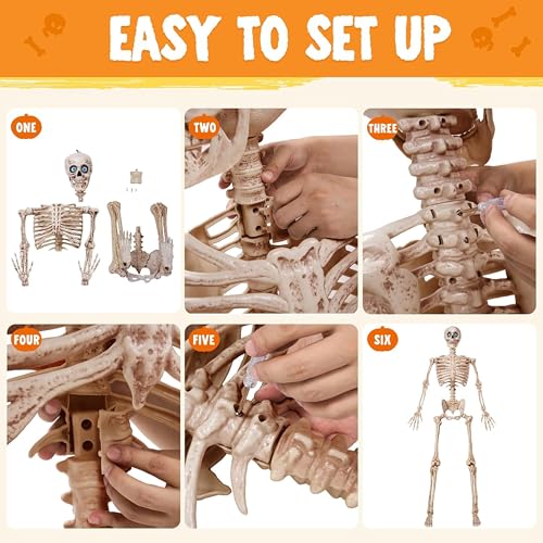 6.9 FT Halloween Posable Skeleton Life Size