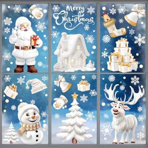 Christmas Window Clings for Glass Windows (9 Count)