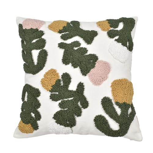 Throw Pillow Covers 18x18 Boho Tufted Fall Floral for Couch