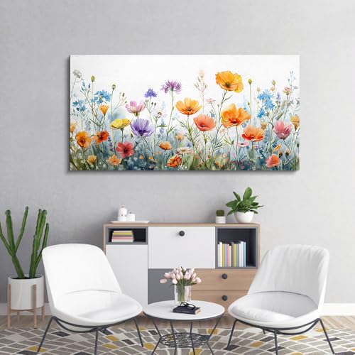 Vintage Wildflower Canvas Prints Painting Large Wall Decor For Living Room Wall Art For Bedroom Office Decoration Flowers Pictures Artworks Ready To Hang Modern Aesthetic Framed Home Decor