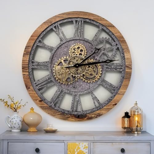The Gears Clock The Original Real Moving Gear Wall Clock Vintage Industrial Oversized Rustic Farmhouse