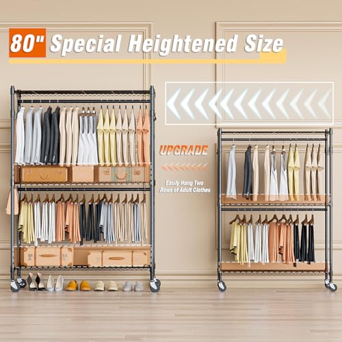3 Tier Heavy Duty Garment Rack with Wheels