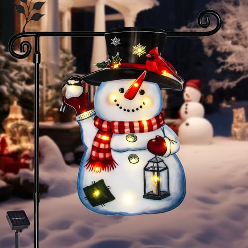 Lighted Christmas Snowman Garden Flag