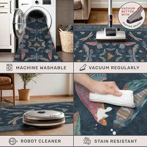 Blue Vintage Boho Area Rug 3x6 (18 Sq Ft)