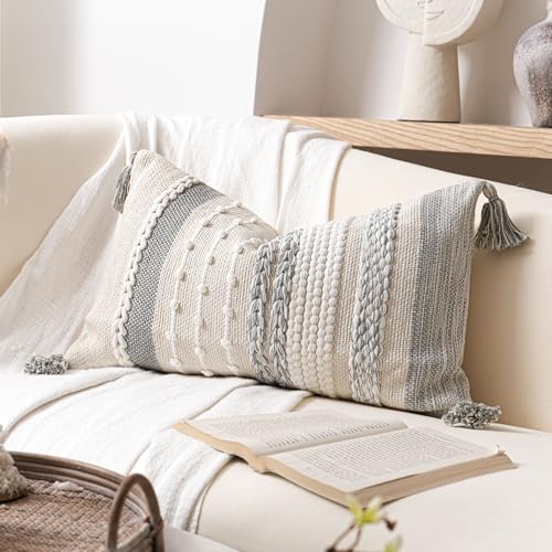 Gray Decorative Lumbar Pillow Cover 14x24