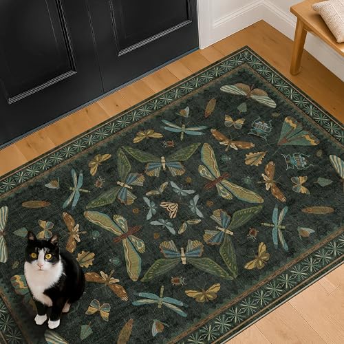 Green and Black Entryway Rug (15 Sq Ft)