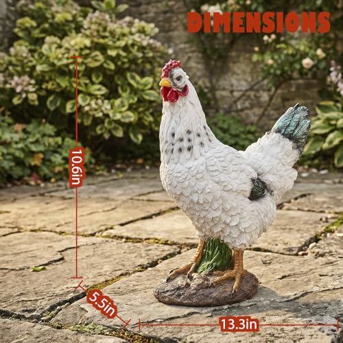 Farmhouse Rooster Statue Outdoor Garden Decor