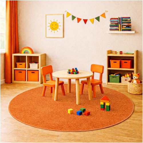 Soft & Colorful 10' Round Kids Classroom Area Rug