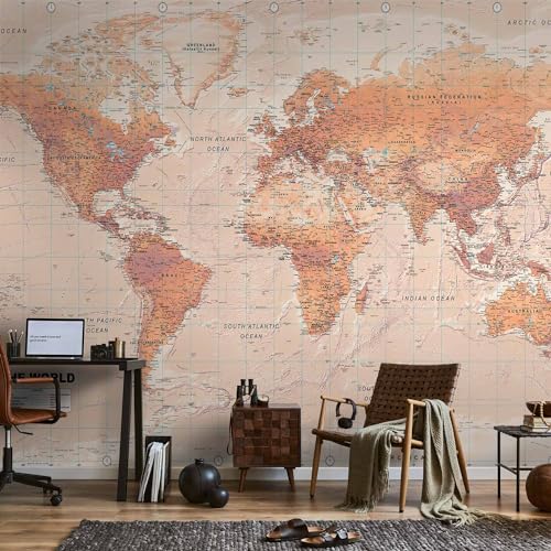Wall Mural World Map 116x83 in (66.41 Sq Ft)