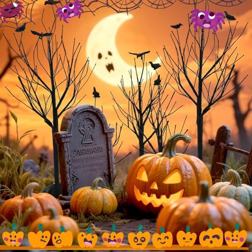 6 Pcs Halloween Village Trees with Crows (6 Count)
