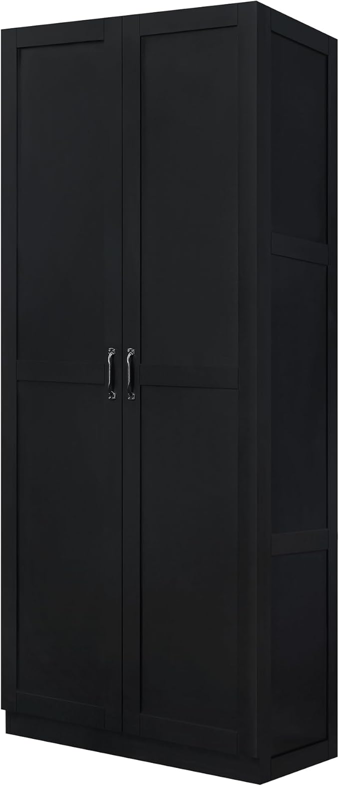 Manhattan Comfort Cornelia Modern Tall Storage Cabinet with Doors and Adjustable Shelves 1.0 - Freestanding Pantry Organizer for Kitchen, Laundry Room, Garage, or Mudroom, Set of 1, Black